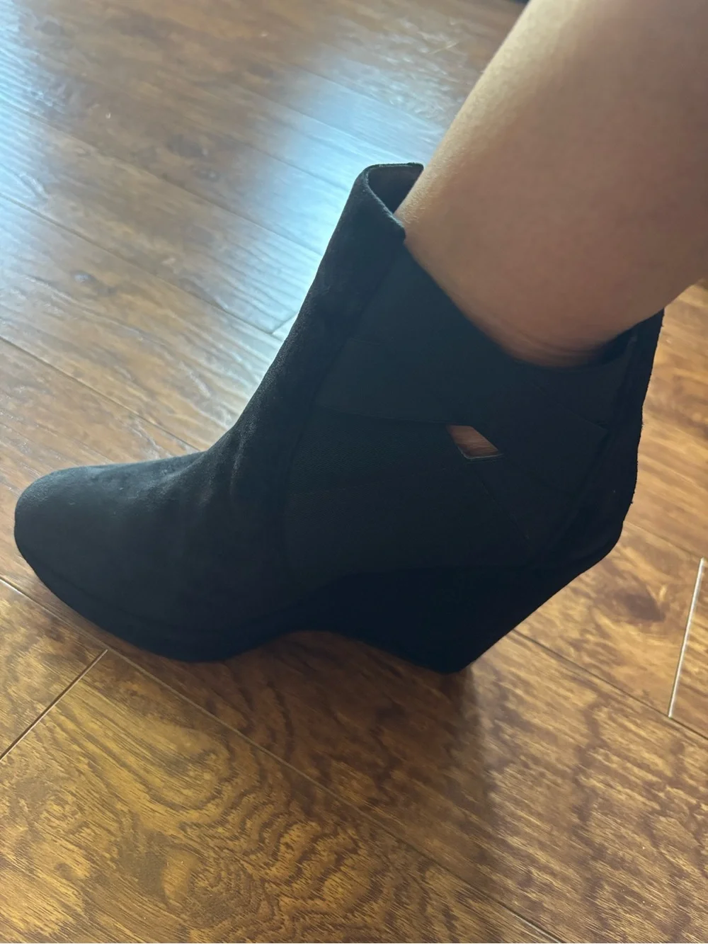 Stuart Weitzman Black Wedge Ankle Boot